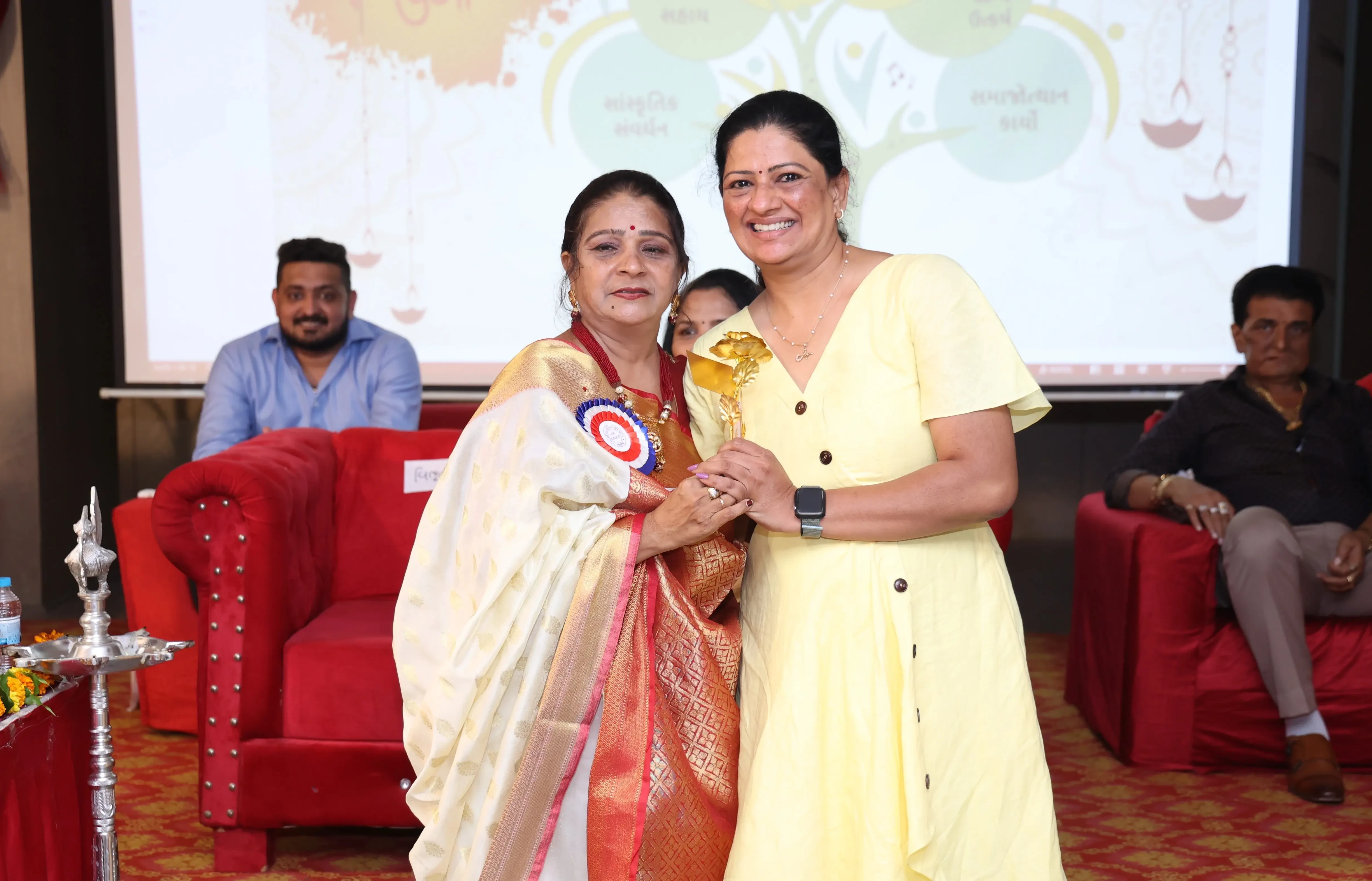 photo of the founder getting honoured by Dayalji Ashram Trust